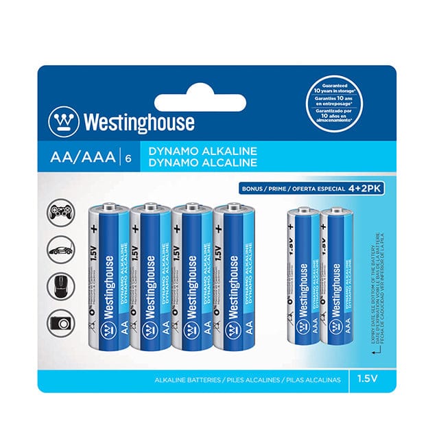 WESTINGHOUSE ALKALINE AAA BATTERY 4PK+2 BONUS, long lasting power, Battery delivers a stable current ideal for high drain devices with dynamic instantaneous power. Ideally for Cameras, Wireless Mouse & Keyboard, Game Controller, Shavers, Toys - R03BP WESTINGHOUSE ALKALINE AAA BATTERY 4PK+2 BONUS, long lasting power, Battery delivers a stable current ideal for high drain devices with dynamic instantaneous power. Ideally for Cameras, Wireless Mouse & Keyboard, Game Controller, Shavers, Toys - R03BP